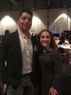 John Cifuentes, accountant in the audit department and Tess Arnone, future StoneBridge intern and award winner.