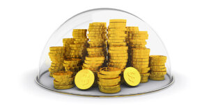 gold coins on a plate