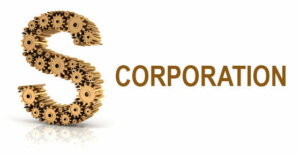 the letter S is depicted with gears and the word "corporation" is next to it in gold.