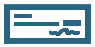 outline of a check to symbolize electronic funds