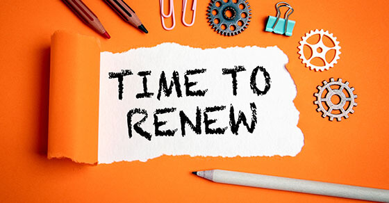 Time to renew. Businesses, strategies, plans and goals concept. Text under torn paper