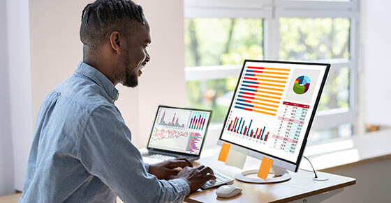 Individual Using Data Analytics And Statistics Dashboard