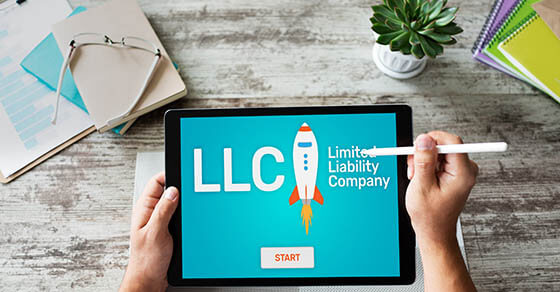 LLC Limited Liability Company. Business strategy and technology concept.