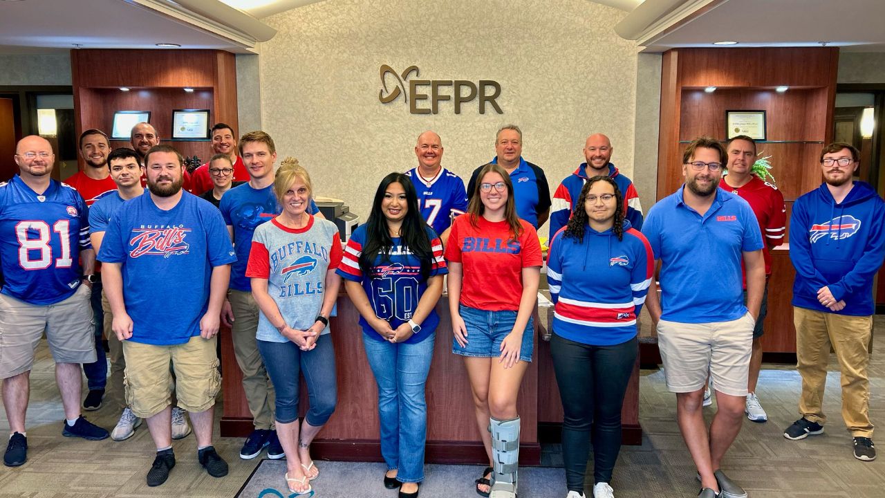 image of employees wearing Buffalo Bill jerseys