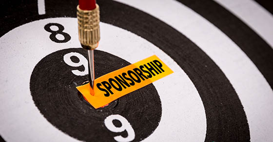 dart target with a bullseye that says sponsorship