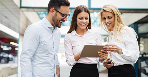 Business people having fun in office